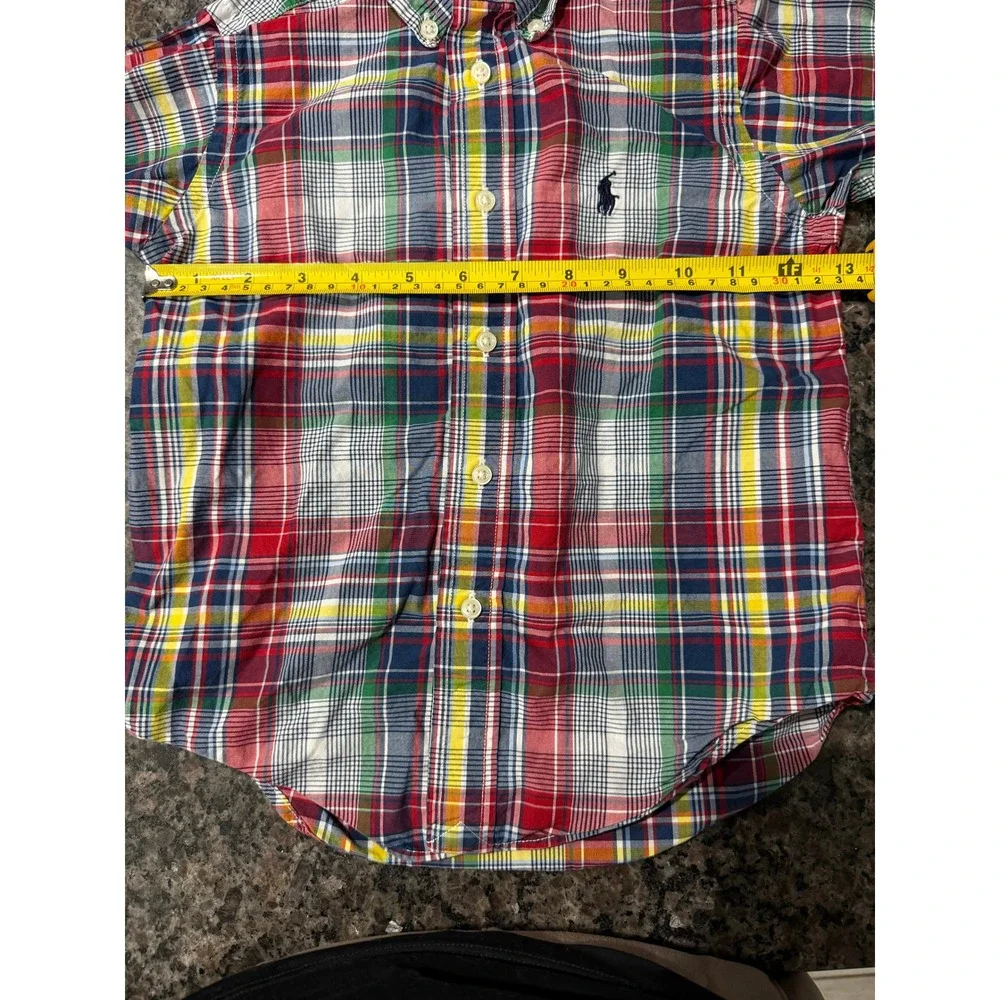Ralph Lauren Kids‎ Boys Multi Color Plaid Button Down Shirt Size 4 4T B52